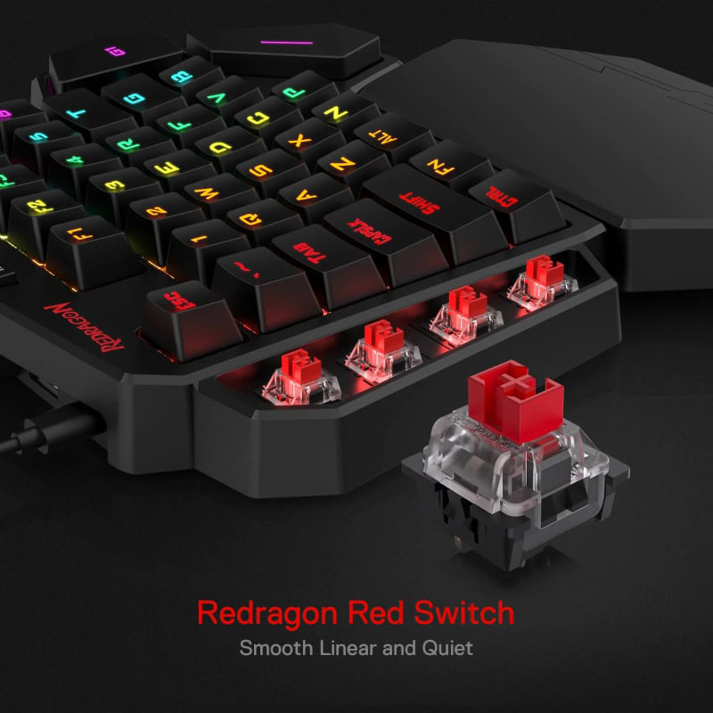 REDRAGON Diti Elite Pro One-Handed RGB Wireless Mechanical Gaming Keyboard – Black (NEW SEALED)