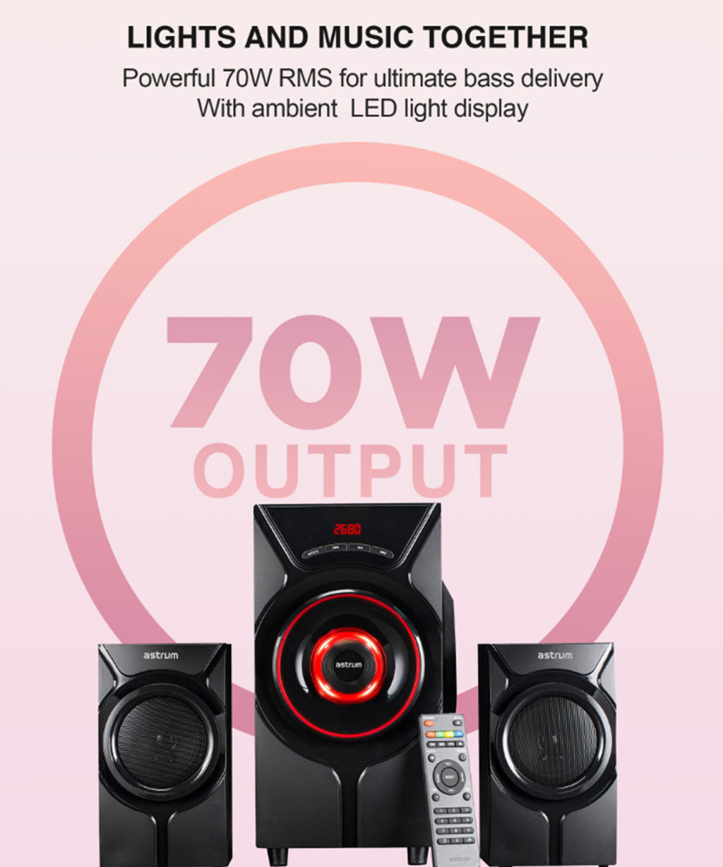 Astrum SM410 Multimedia Wireless Speaker | 2.1CH LED Light