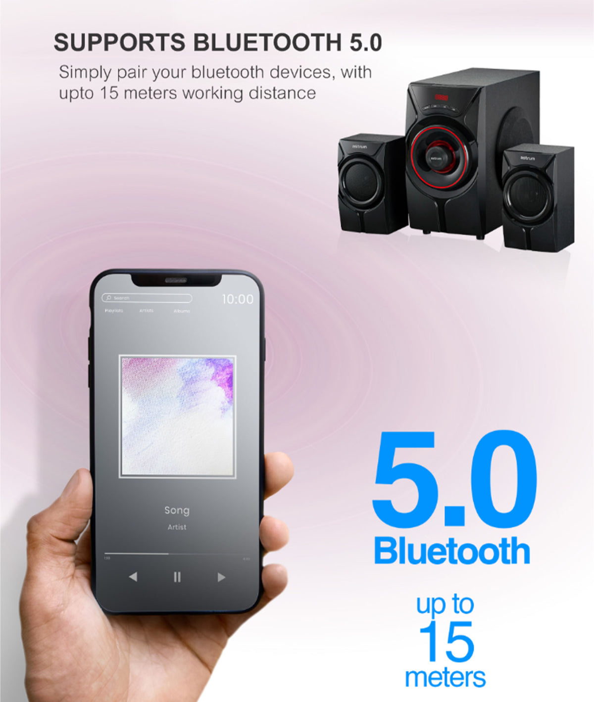 Astrum SM410 Multimedia Wireless Speaker | 2.1CH LED Light