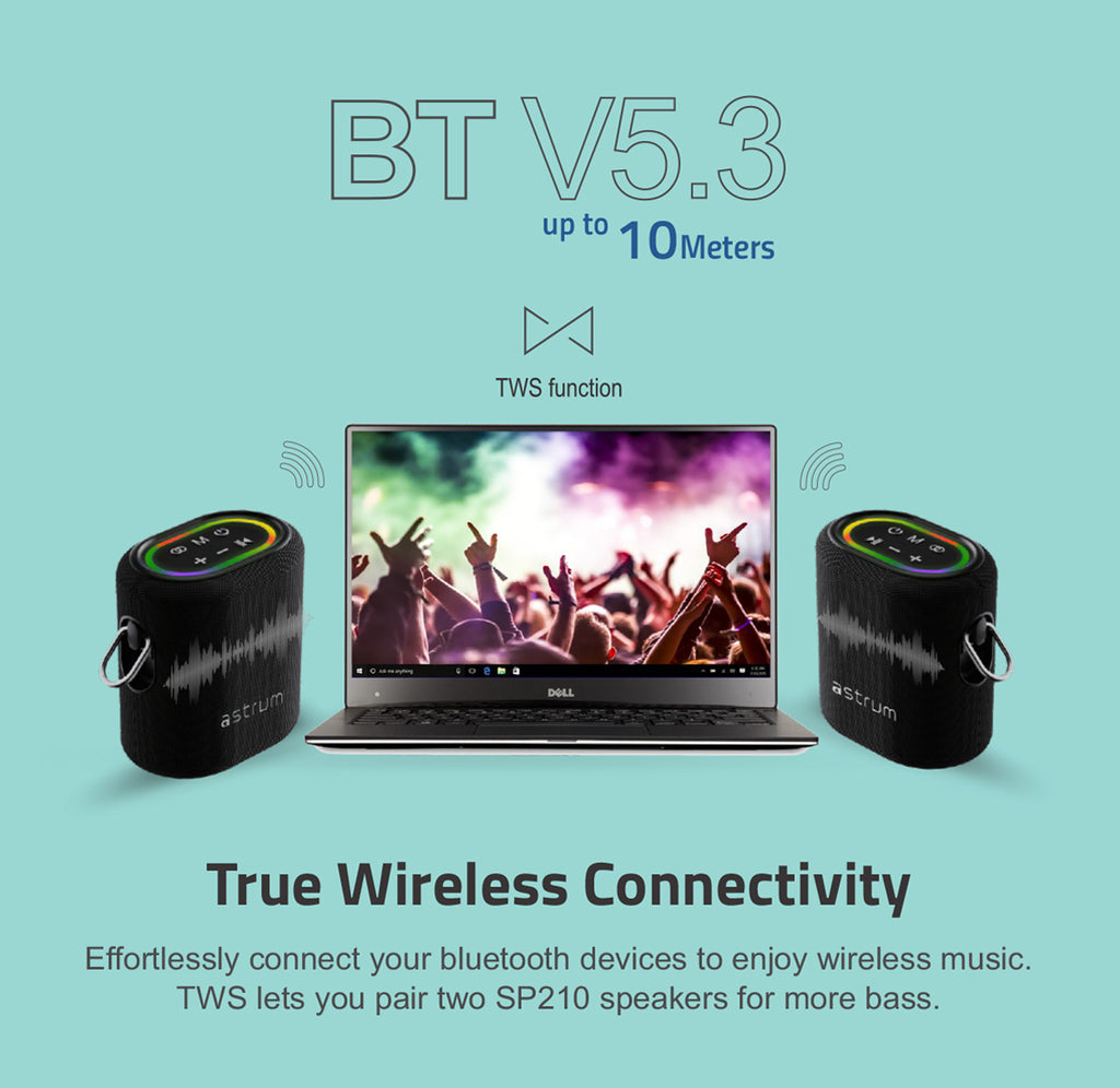 SP210 Bluetooth Waterproof IP6 Speaker, 25W DSP TF LED TWS AUX MIC (NEW SEALED)