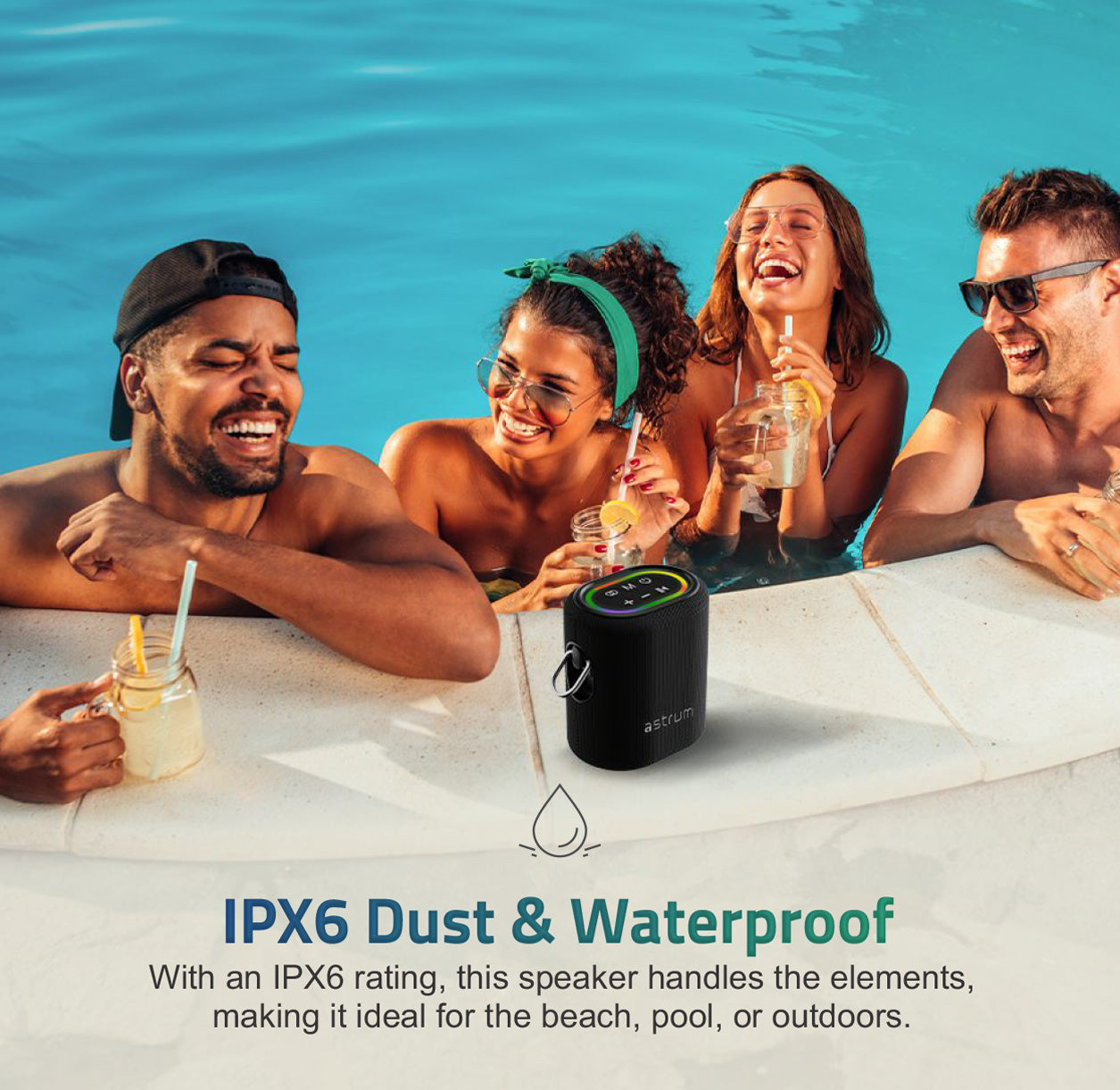 SP210 Bluetooth Waterproof IP6 Speaker, 25W DSP TF LED TWS AUX MIC (NEW SEALED)