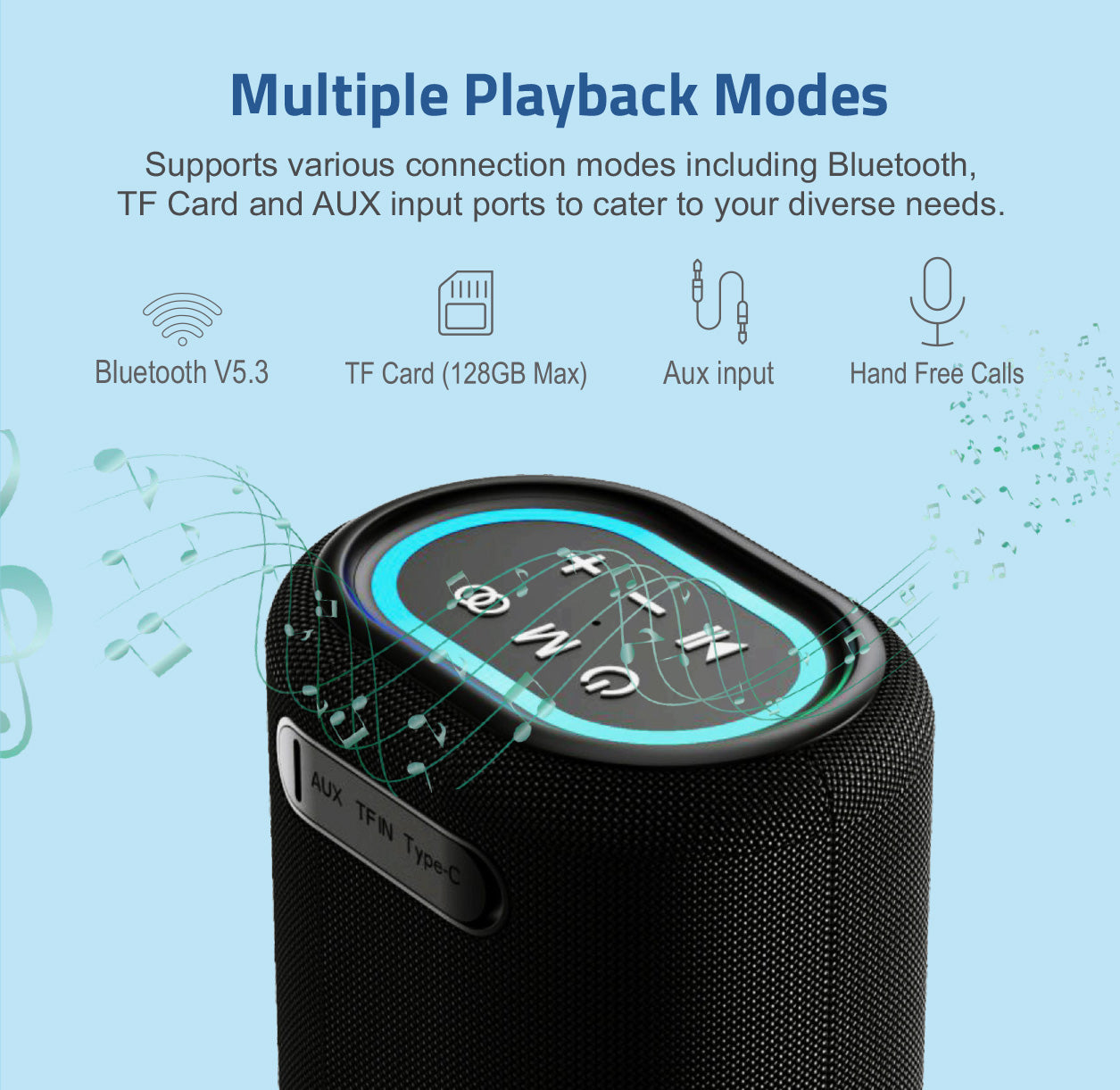 SP210 Bluetooth Waterproof IP6 Speaker, 25W DSP TF LED TWS AUX MIC (NEW SEALED)
