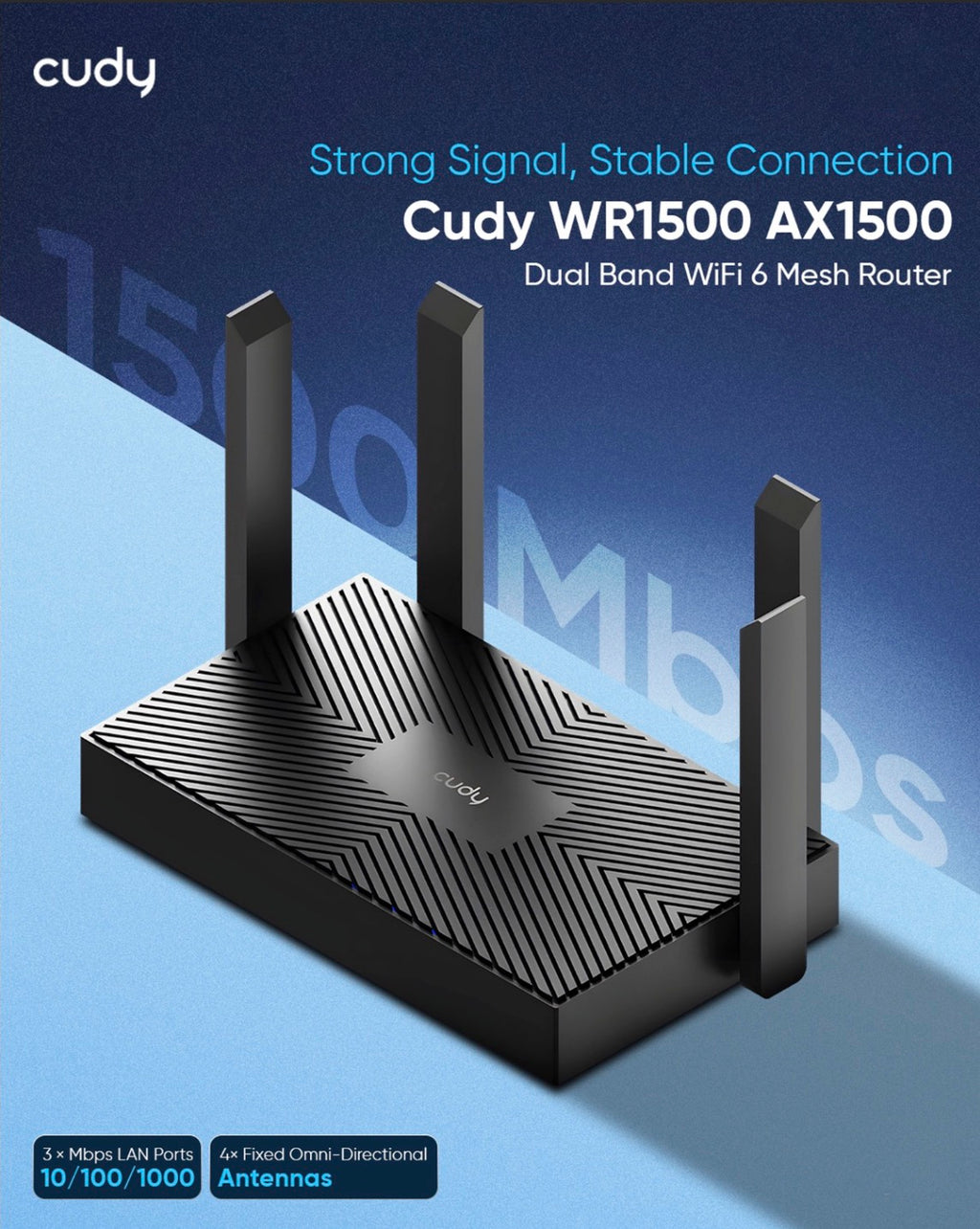 Cudy AX 1500 Gigabit Wi-Fi 6 Router  | WR1500 | Max 1000 Mbps Internet