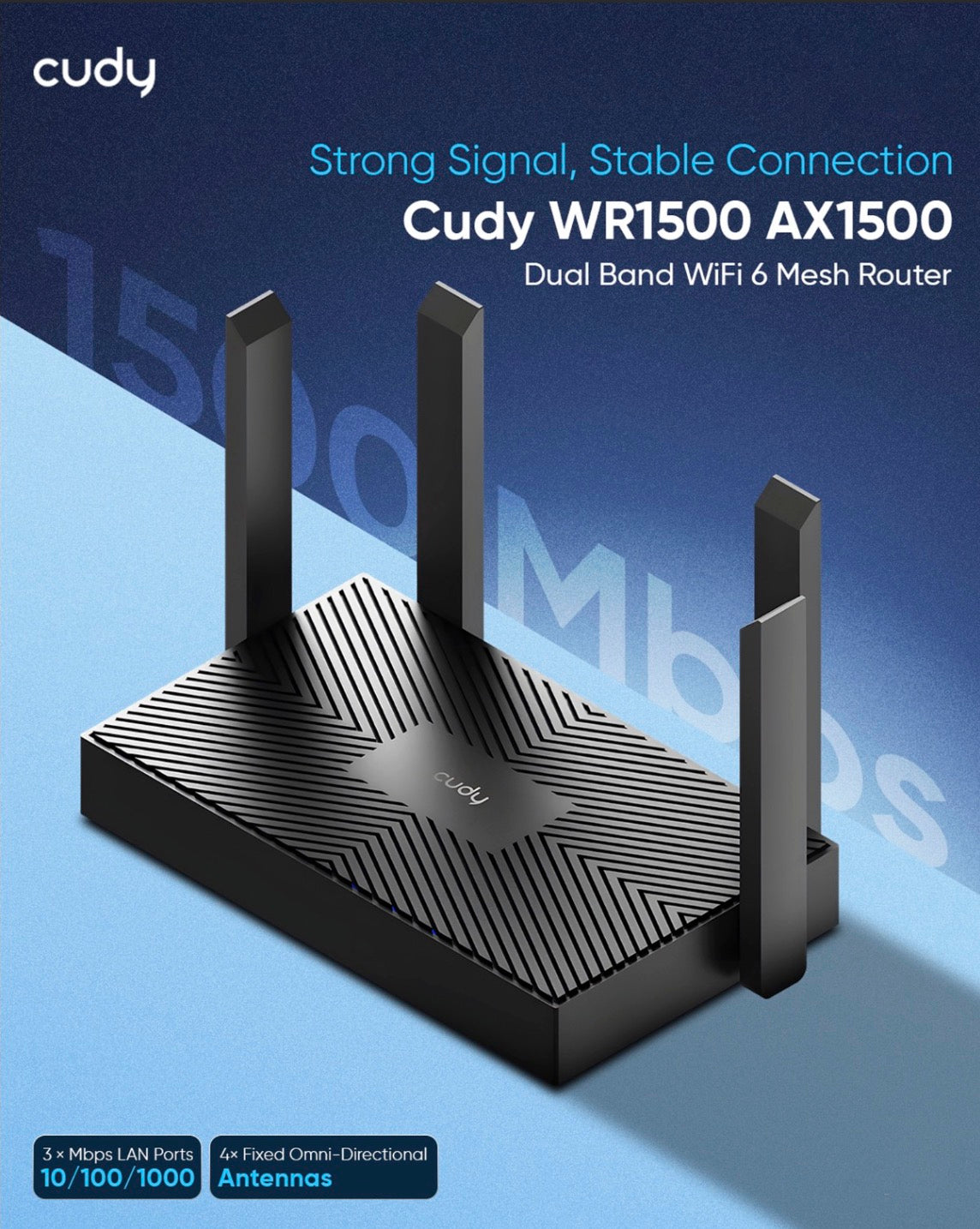 Cudy AX 1500 Gigabit Wi-Fi 6 Router  | WR1500 | Max 1000 Mbps Internet
