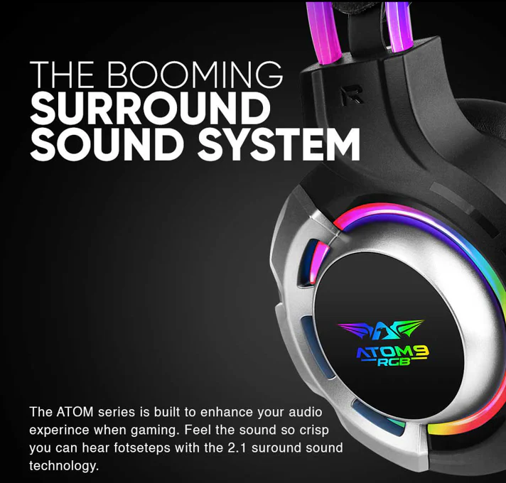 Armaggeddon Atom 9 RGB 2.1 Surround Sound Gaming Headset (NEW SEALED)