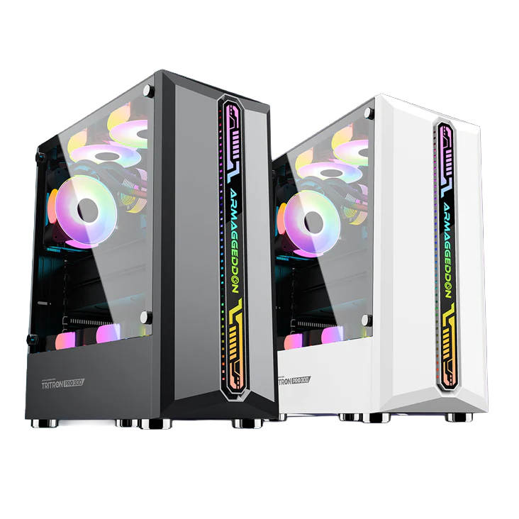 Armaggeddon Tritron Pro 300 ATX Gaming Case with 3x ARGB Fans – Black (NEW SEALED)