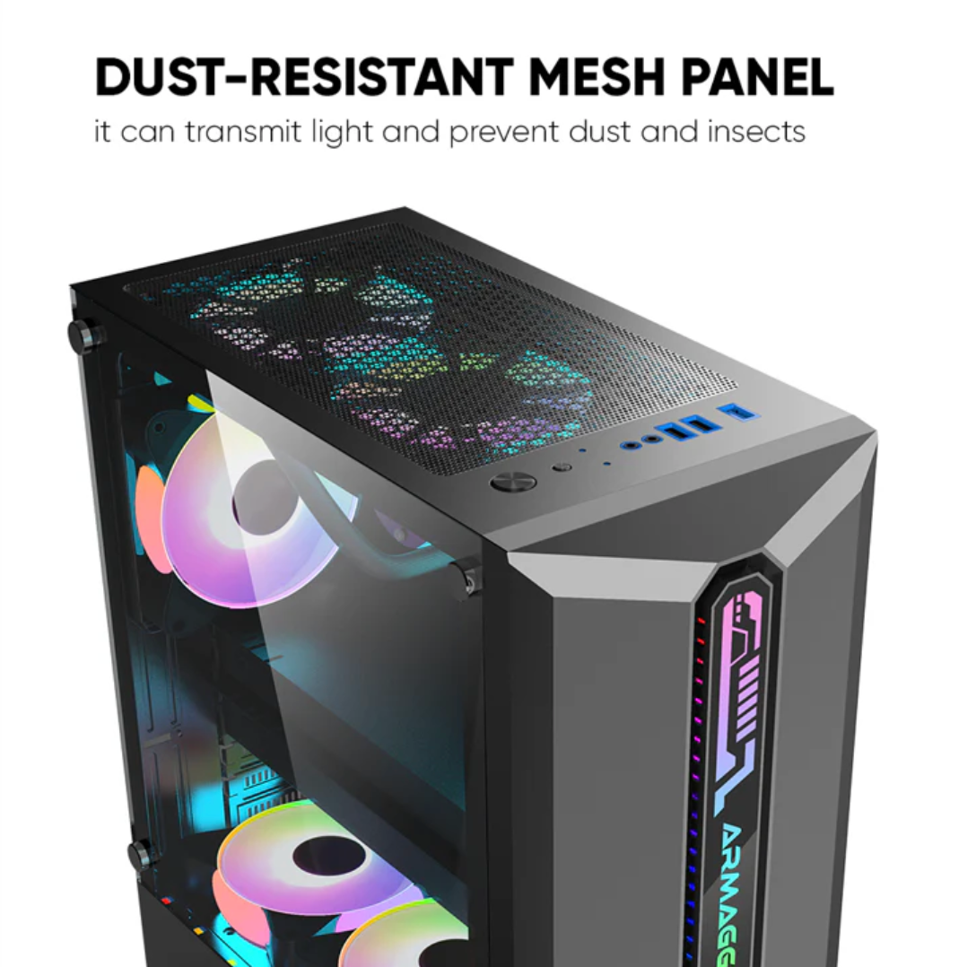 Armaggeddon Tritron Pro 300 ATX Gaming Case with 3x ARGB Fans – Black (NEW SEALED)