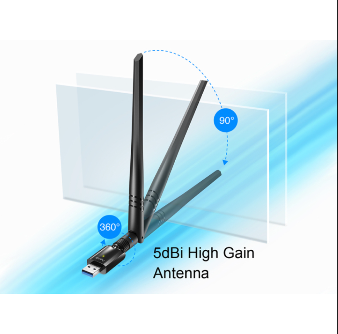 Cudy Dual Band WiFi 5 1300Mbps 5dBi USB 3.0 Adapter | WU1400 (NEW SEALED)