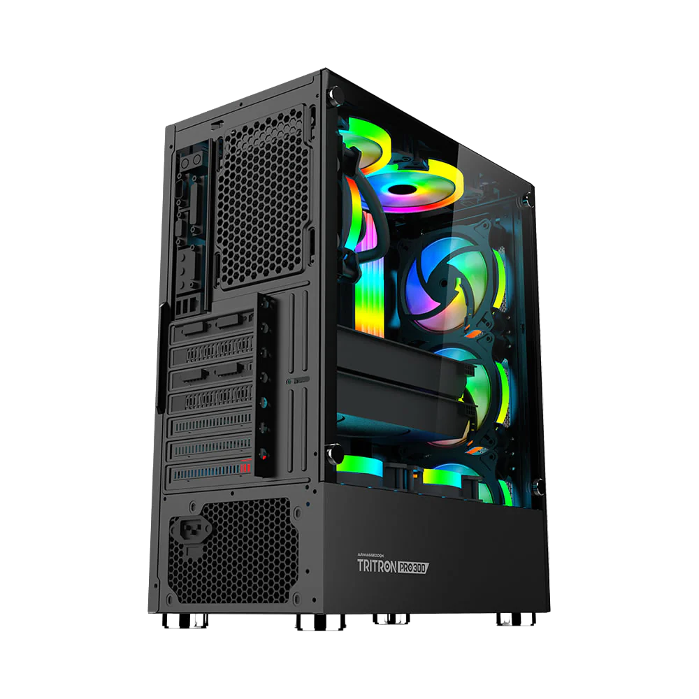 Armaggeddon Tritron Pro 300 ATX Gaming Case with 3x ARGB Fans – Black (NEW SEALED)