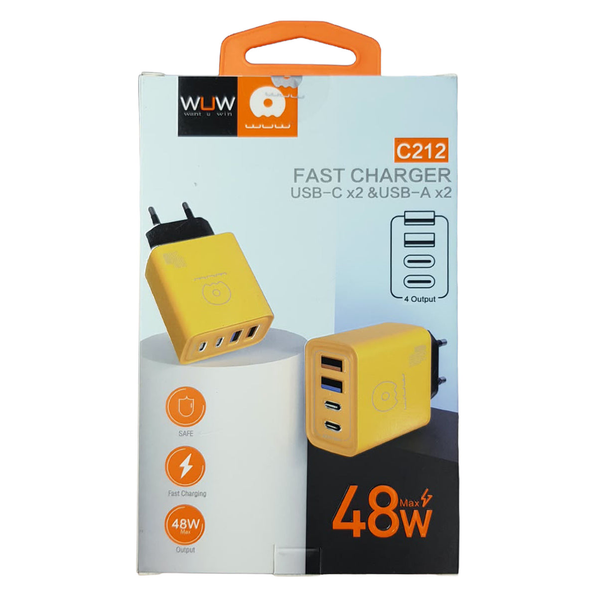 WUW Fast Charging Adapter | Type C x2 | USB-A x2