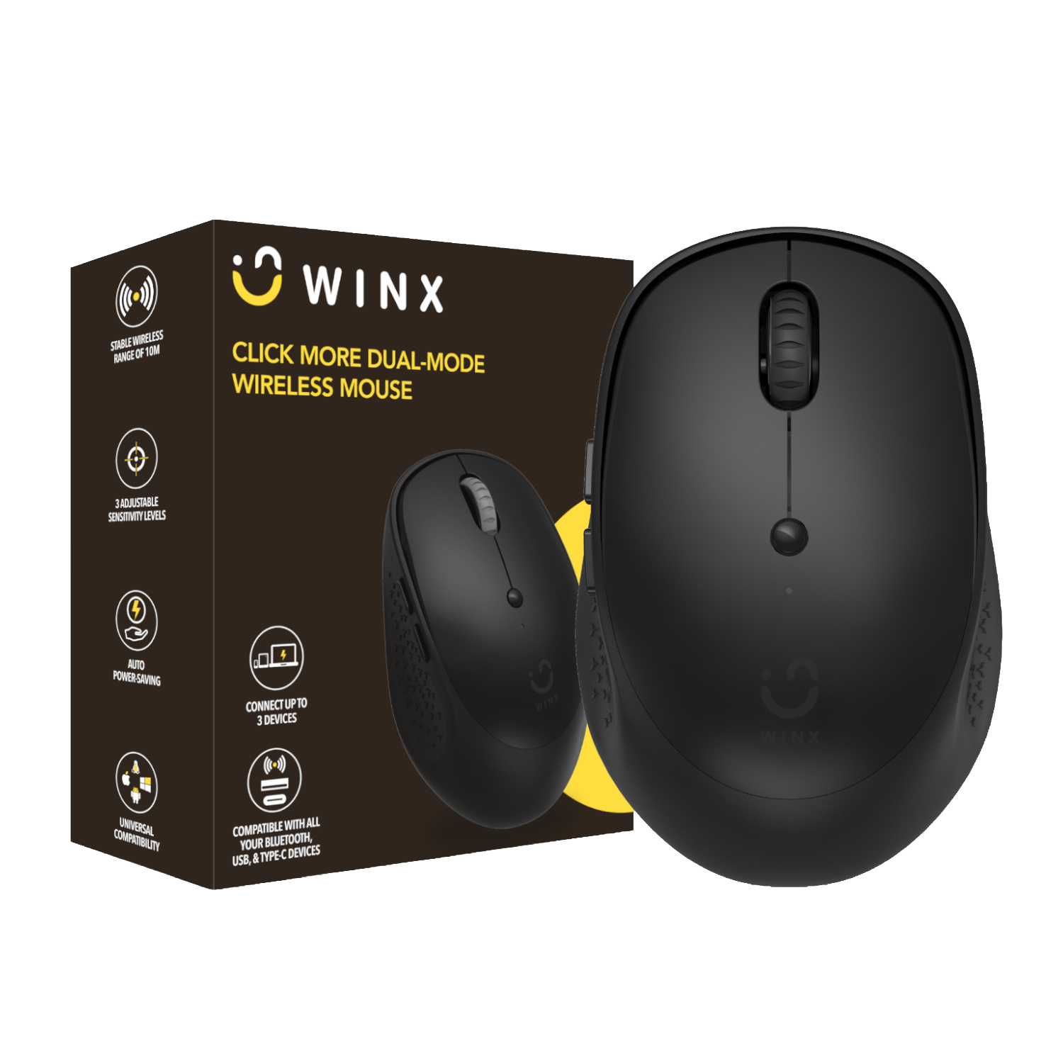 WINX CLICK More Dual-Mode Wireless Mouse – Black (NEW SEALED)