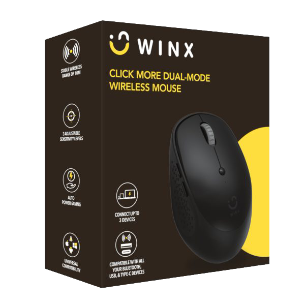 WINX CLICK More Dual-Mode Wireless Mouse – Black (NEW SEALED)