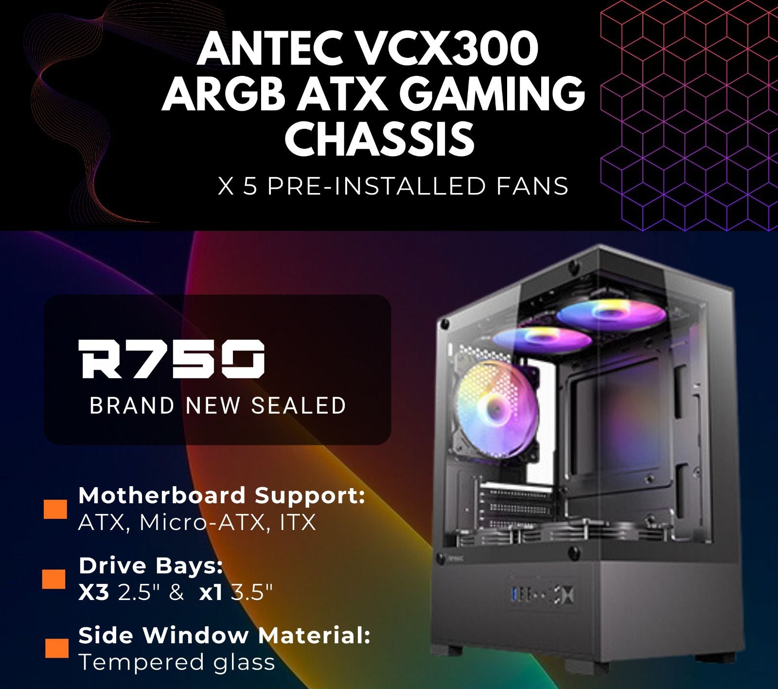 Antec VCX300 ARGB ATX Gaming Chassis | NEW (SEALED)