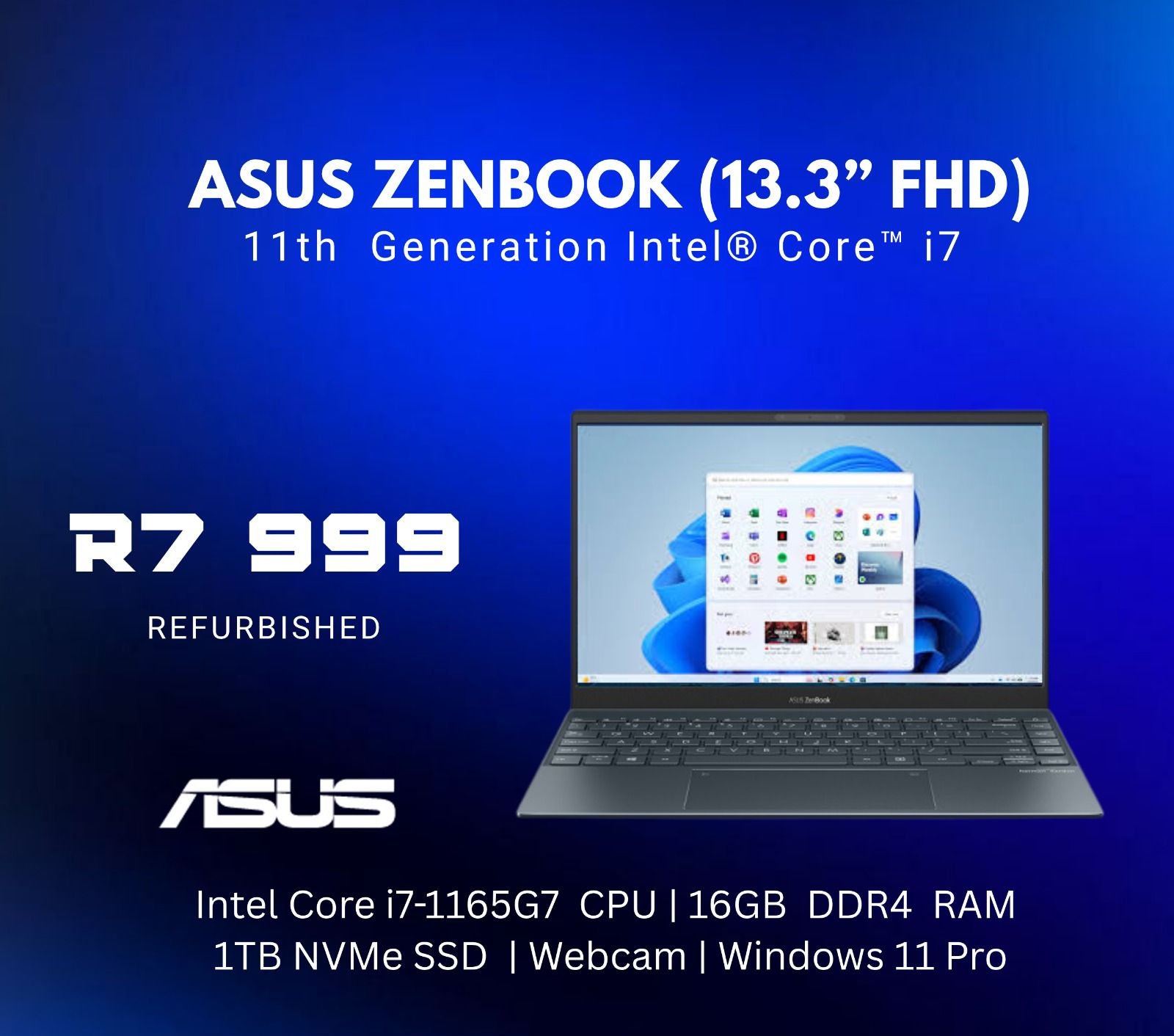 Asus Zenbook 13.3" FHD 11th Gen Intel Core 17 | REFURBISHED