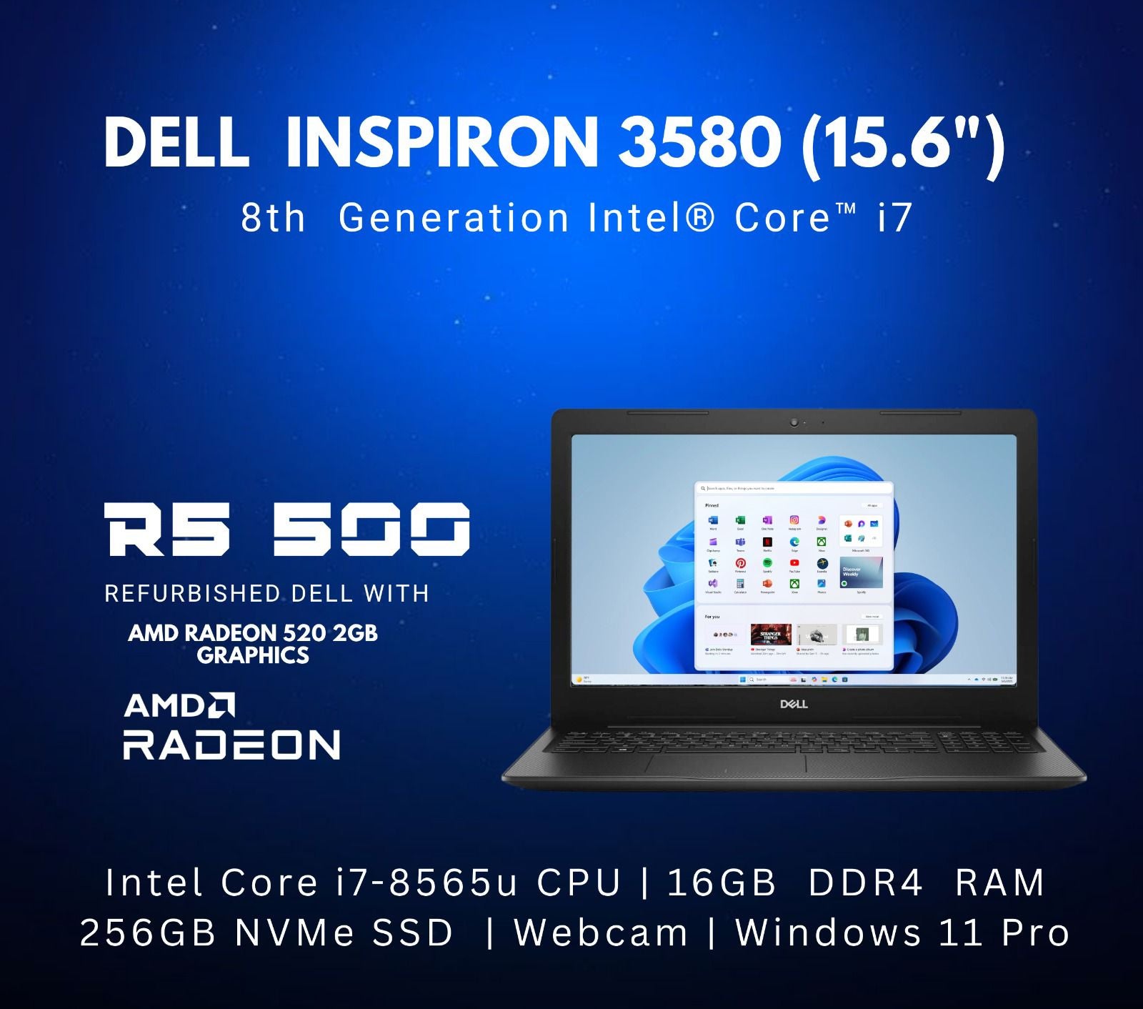 Dell Inspiron 3580 15.6" Intel Core i7 | AMD RADEON 520 2GB GRAPHICS | REFURBISHED