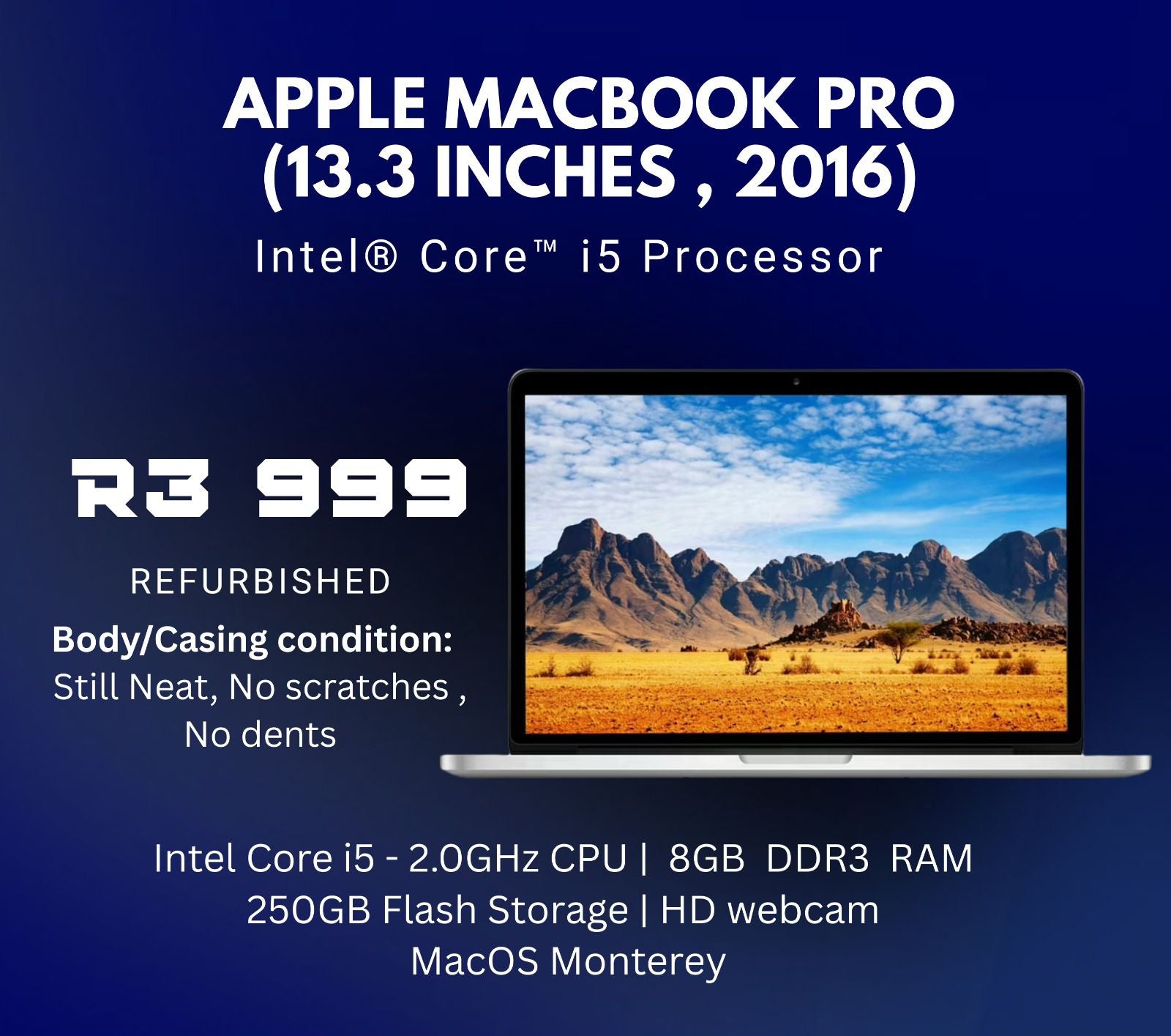 Apple Macbook Pro 13.3" | 2016 | REFURBISHED