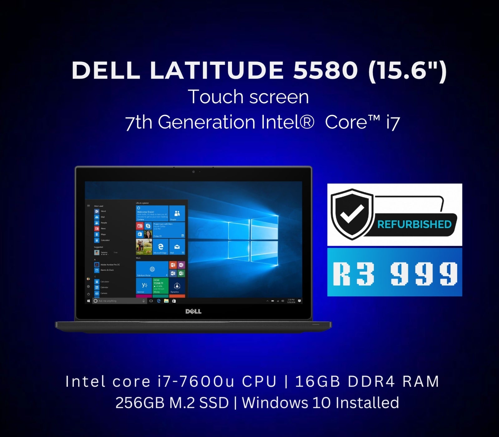Dell Latitude 5580 15.6" Touchscreen Laptop | 7th Gen i7 (REFURBISHED)