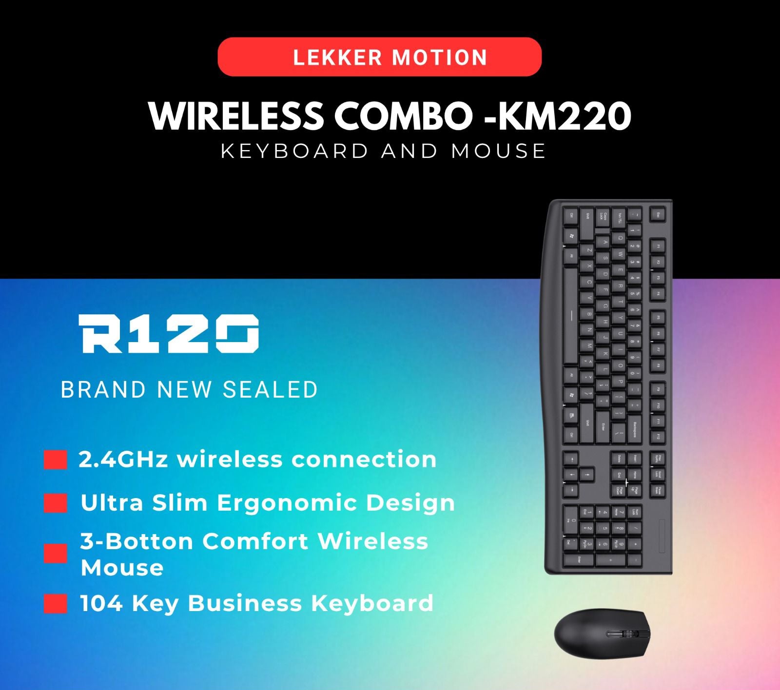 Wireless Keyboard & Mouse Combo- KM220 (NEW)