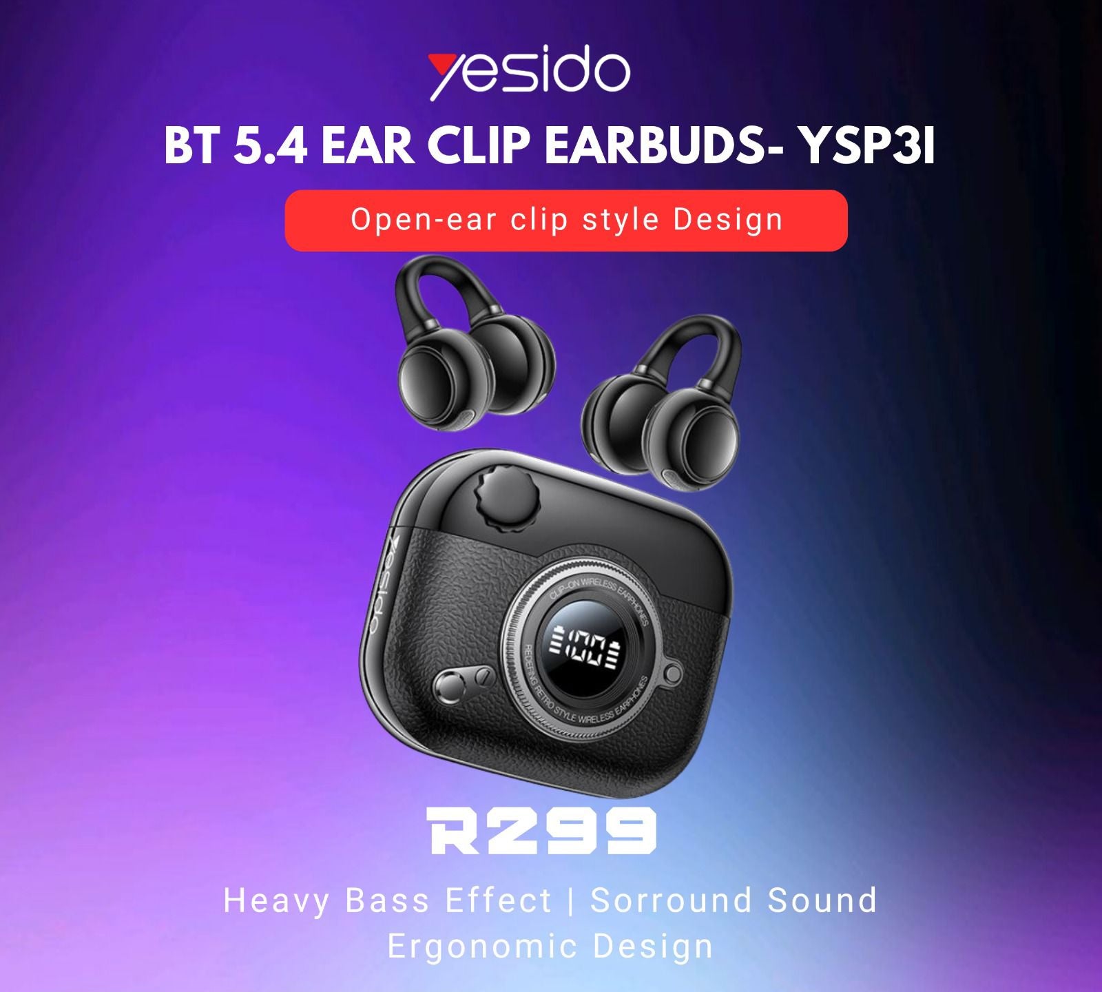 Yesido BT 5.4 Ear Clip Earbuds-YSP3I