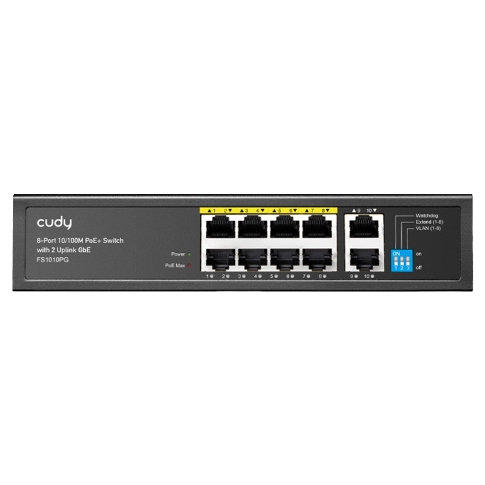 Cudy 8 Port Fast Ethernet PoE 115W 2 Gigabit Switch | FS1010PG (NEW SEALED)