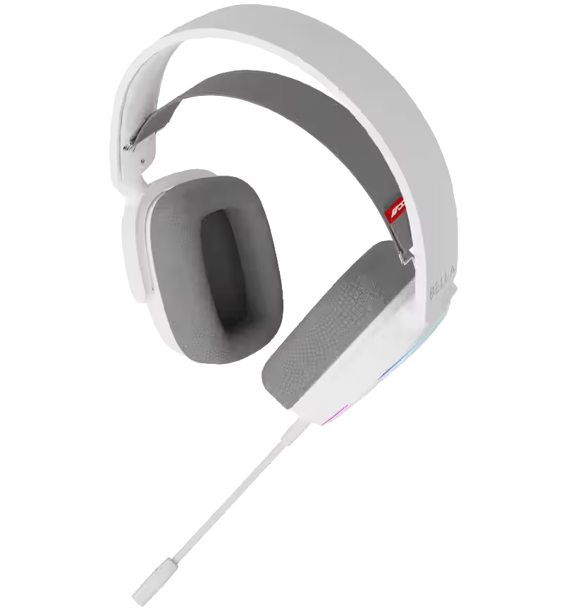 OCPC BELLA Virtual 7.1 Gaming Headset (White) – 50 mm Drivers, RGB, Detachable Mic, Multiplatform (NEW)