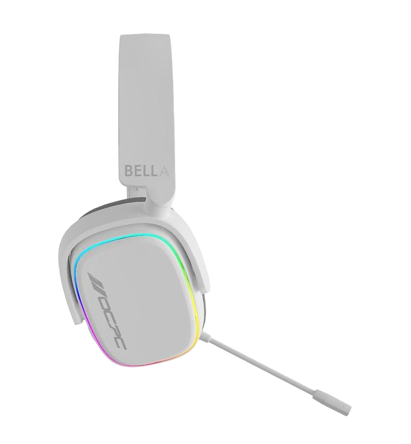 OCPC BELLA Virtual 7.1 Gaming Headset (White) – 50 mm Drivers, RGB, Detachable Mic, Multiplatform (NEW)