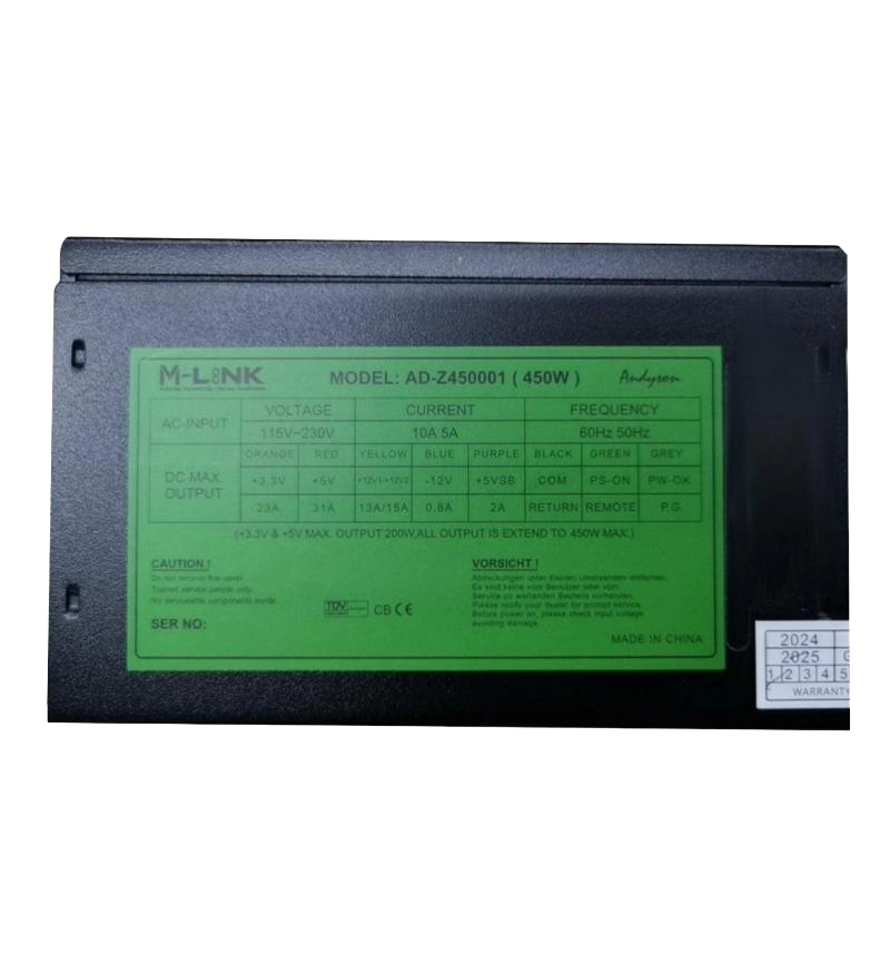 M-LINK Black 450W SATA ATX IEC Power Supply Unit (NEW)