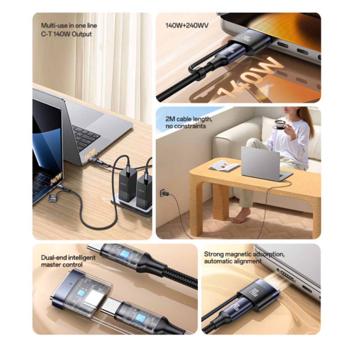 Yesido 2-in-1 Cable | USB-C to USB-C/Magnetic 5A